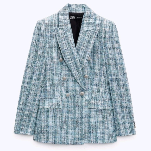 Zara *Bloggers Favorite* Tweed Double Breasted Blazer - Picture 1 of 8